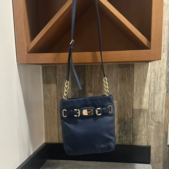 Michael Kors Dark Blue Crossbody Bag with Gold Accents - Picture 7 of 7